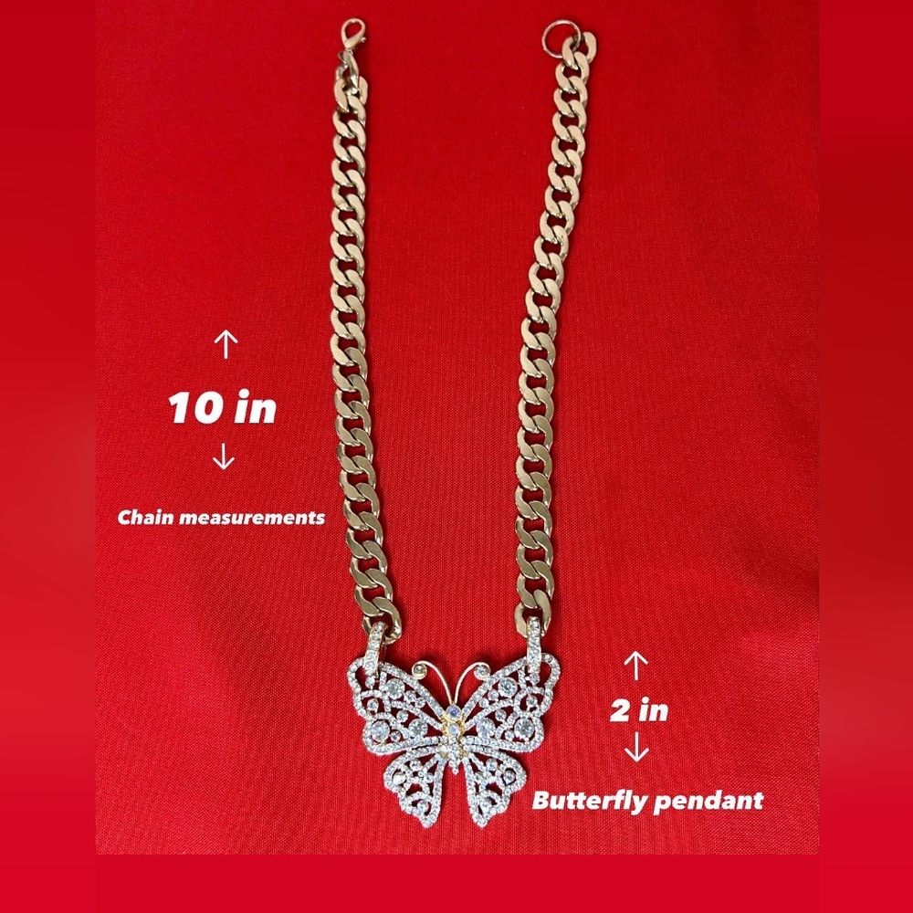 Beautiful Rhinestone Butterfly Chain - Picture 3 of 4